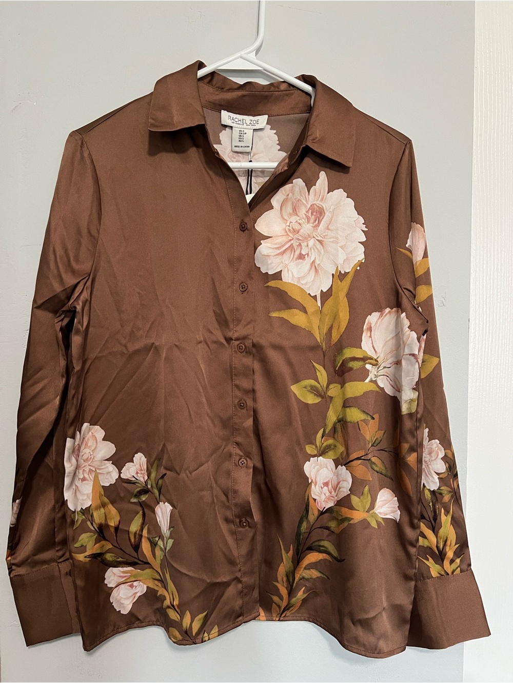 Rachel Zoe Brown Floral Button-Front Blouse
